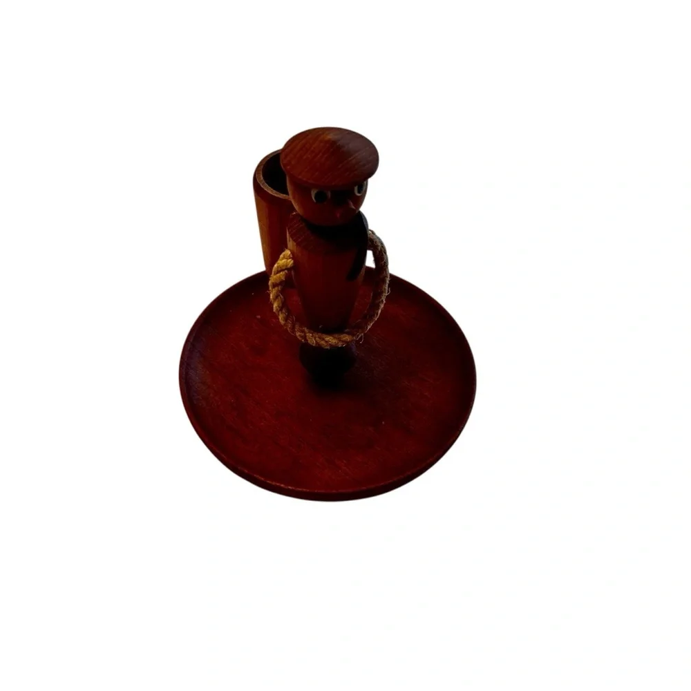 Hans Bolling MCM Figural Teak Toothpick Tidbit Tray